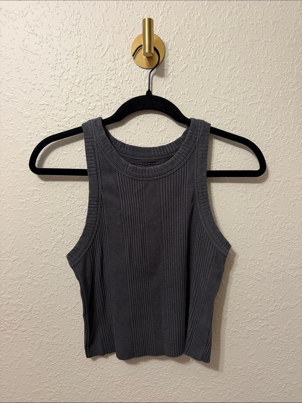Aerie Dark Gray Ribbed Knit Tank Top
